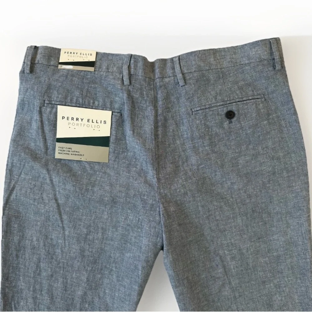 Perry Ellis Men’s Slim Fit Linen Pants Light Blue 36x30 NWT - Picture 9 of 10